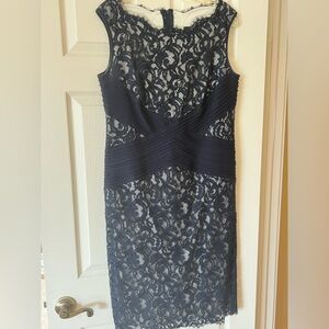 Tadashi Shoji navy lace cocktail dress- size 14